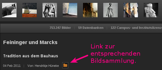 Screenshot: Link zur Bildsammlung